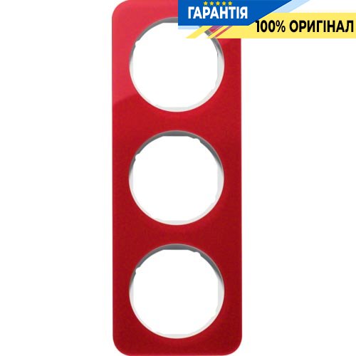 Рамка 3-я красный прозрачный/полярная белизна (глянцевый), акрил, R.1, Berker 10132349