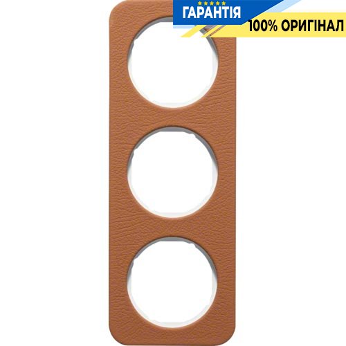 Рамка 3-я коричневый/полярная белизна (глянцевый), кожа, R.1, Berker 10132369