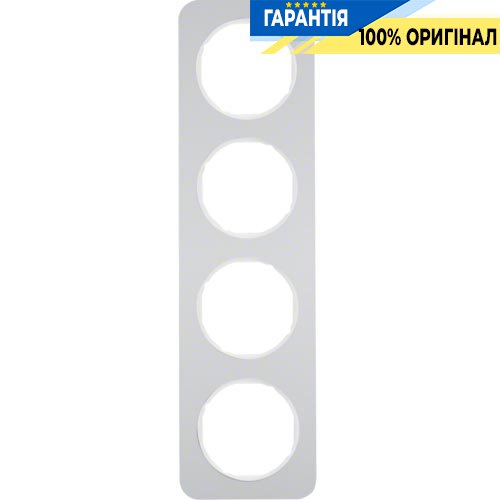Рамка 4-я алюминий/полярная белизна (глянцевый), R.1, Berker 10142174