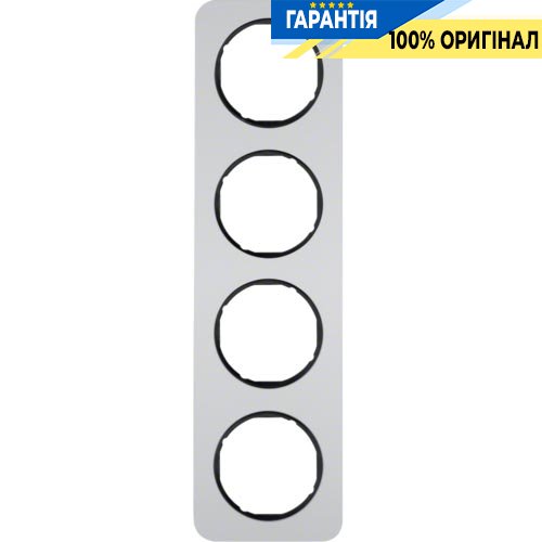 Рамка 4-я алюминий/чёрный (глянцевый), R.1, Berker 10142184
