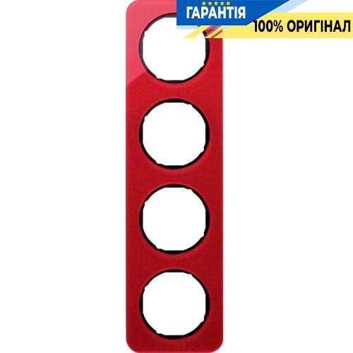 Рамка 4-я красный прозрачный/чёрный (глянцевый), акрил, R.1, Berker 10142344
