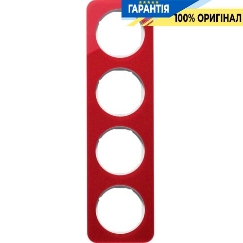 Рамка 4-я красный прозрачный/полярная белизна (глянцевый), акрил, R.1, Berker 10142349