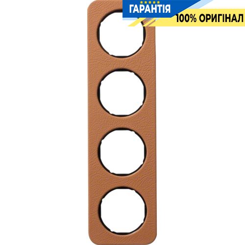 Рамка 4-а коричневий/чорний (глянсовий), шкіра, R.1, Berker 10142364