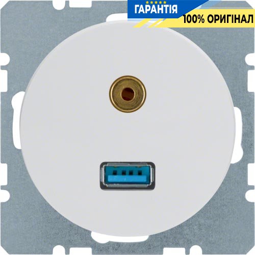 Розетка USB/3.5мм аудио, полярная белизна R.1, R.3, Berker 3315392089