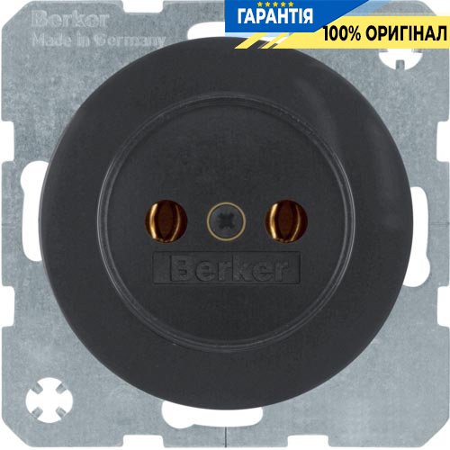 Розетка без заземляющего контакта, 16А/250В, чёрный (глянцевый), R.1, R.3, Berker 6167032045