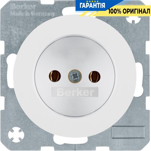 Розетка без заземляющего контакта, 16А/250В, полярная белизна (глянцевый), R.1, R.3, Berker 6167032089