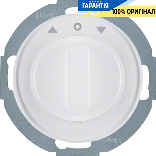 Переключатель 2-полюсный поворотный для жалюзи, 10А/230В, полярная белизна (глянцевый), R.Classic, Berker 38122089