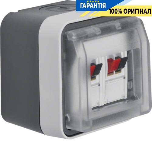 Розетка для динаміка подвійна, IP55, сірий, Berker W.1 11963515