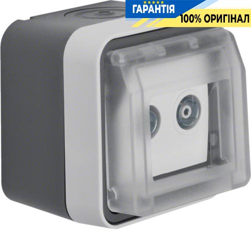 Розетка антенная, 2 выхода, отдельная, IP55, серый, W.1 Berker 12033515