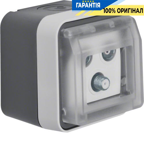 Розетка антенна, 3 виходи, окрема, IP55, сірий, Berker W.1 12033535