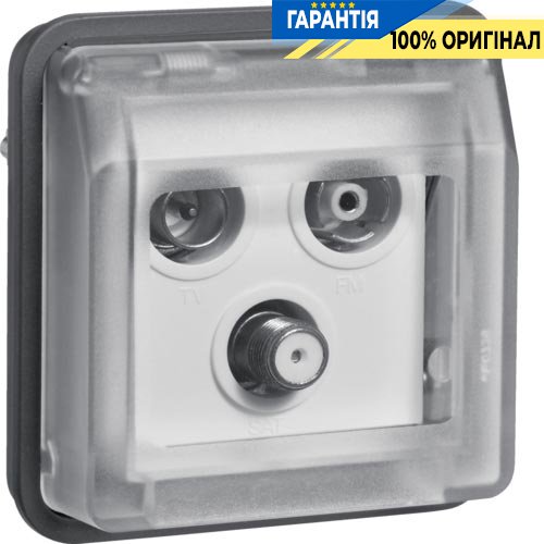 Вставка антенной розетки, 3 выхода, отдельная, серый, W.1 Berker 12033565