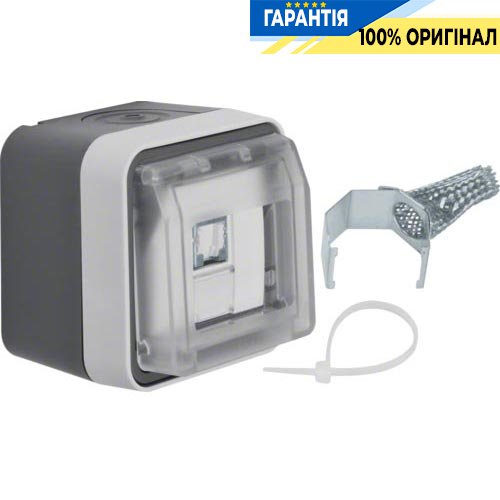 Розетка UAE 8-полюсн. екранована, Кат.6 клас E, IP55, сірий, Berker W.1 14093505