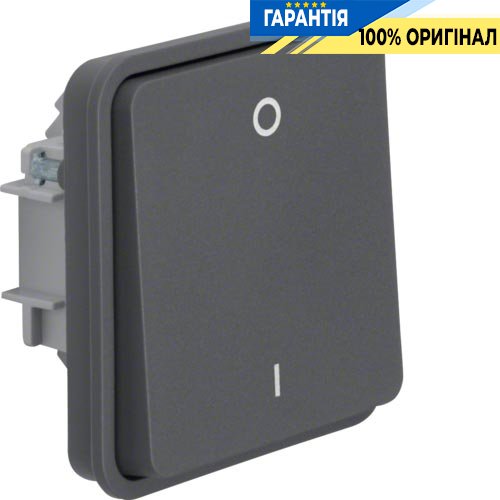 Вставка вимикача 2-полюсного 0-І, сірий, 10АX / 250В Berker W.1 30423515