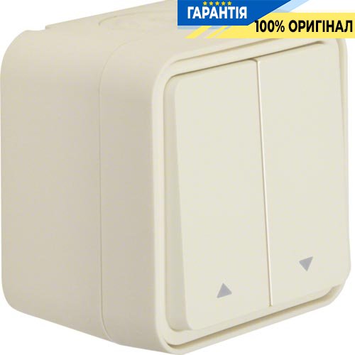 Вимикач для жалюзі 2-клавішний IP55, полярно білий, 10А/250В Berker W.1 30753522