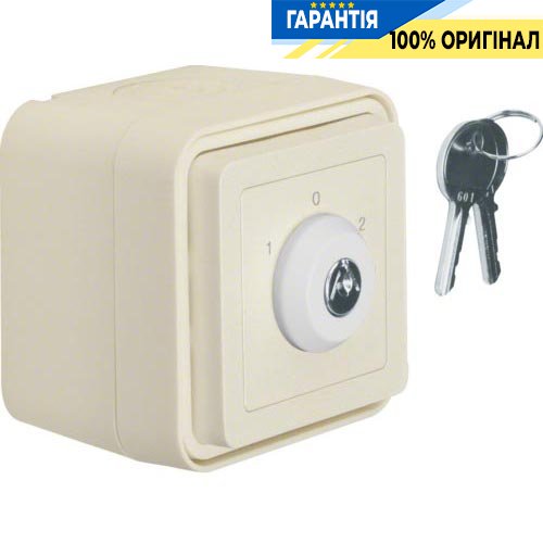 Вимикач для жалюзі замковий IP55, полярно білий, 10А/250В Berker W.1 32723512