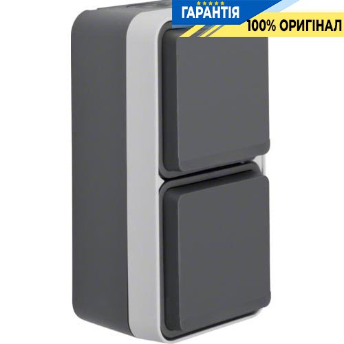 Розетка з з/к подвійна вертикальна IP55, сірий, 16А/250В Berker W.1 47703525