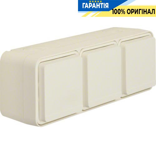 Розетка з з/к потрійна горизонтальна IP55, полярно біла, 16А/250В Berker W.1 47733512