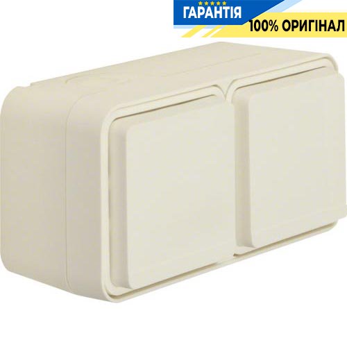 Розетка з з/к подвійна горизонтальна IP55, полярно білий, 16А/250В Berker W.1 47843512