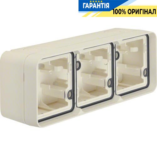 Корпус з рамкою 3Х для з/у, горизонтальний, полярно білий, Berker W.1 6019303502