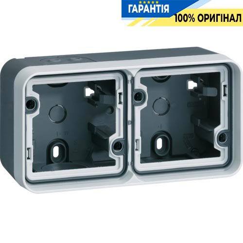 Корпус с рамкою 2Х для з/у, горизонтальний, серый, W.1 Berker 6719323505