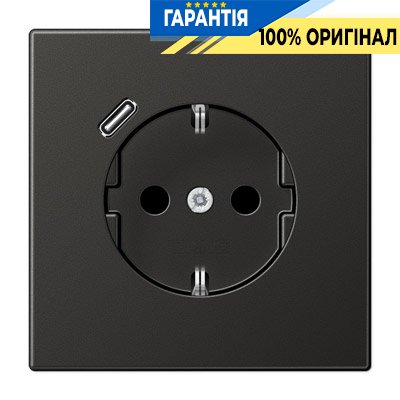 Розетка з з/к і USB-портом типу C, Jung AL1520-18CAN-L Антрацит
