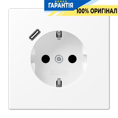 Розетка с з/к и USB-портом типа C, Jung LS1520-18CWWM белоснежно матовый