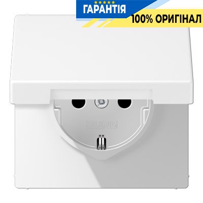 Розетка с з/к с крышкой Jung LS1520BFKLWWM белоснежно матовый
