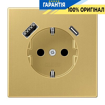 Розетка з з/к і USB тип A + USB тип C, Jung ME1520-15CAC-L латунь Classic