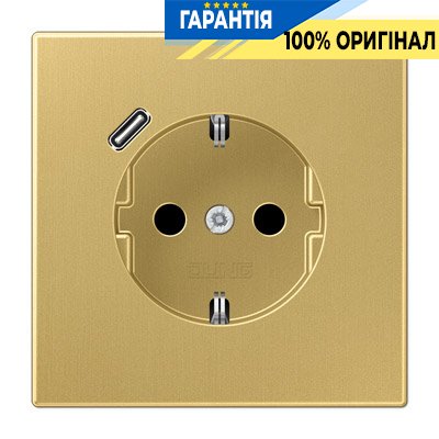 Розетка с з/к и USB-портом типа C, Jung ME1520-18CC-L латунь Classic