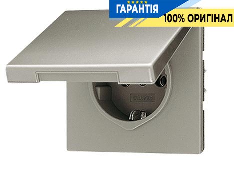 Розетка з з/к з кришкою Jung ES1520KL Edelstahl