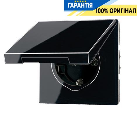Розетка з з/к з кришкою Jung LS520KLSW чорний