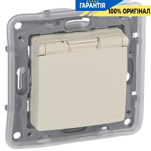 Розетка электрическая с крышкой и влагозащитой IP44 Legrand Etika 664847, слоновая кость
