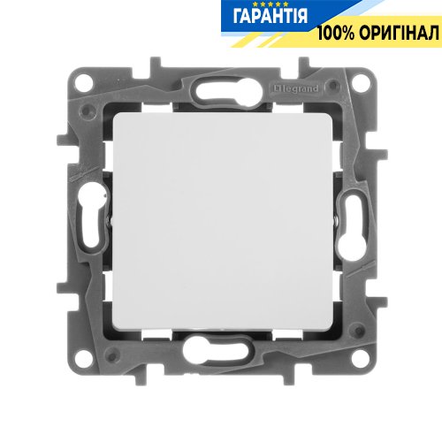 Переключатель промежуточный «крест» 1-клавишный, Legrand Etika 672209 «белый»
