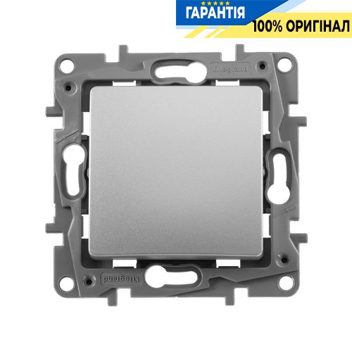 Переключатель 1-клавишный, Legrand Etika 672405 «алюминий металлик»