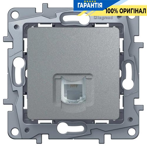 Розетка телефонная 1-а RJ11 Legrand Etika 672440 алюминий