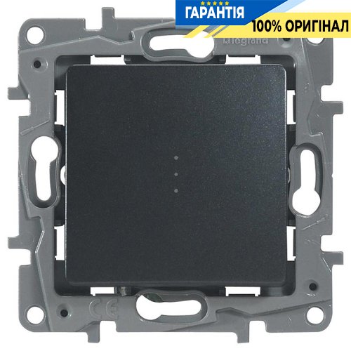Выключатель/переключатель 1-клавишный с подсветкой Legrand Etika 672615 «антрацит»