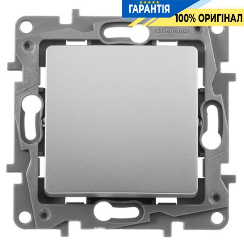 Переключатель промежуточный «крест» 1-клавишный, Legrand Etika 672409 «Алюминий»