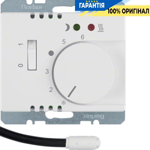 Регулятор температури підлоги, з датчиком, 250В, пол. білий, Berker ARSYS 20340069
