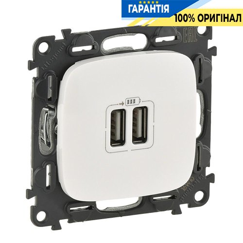 Розетка 2-ая USB для зарядки, Legrand Valena Allure 754995, белый