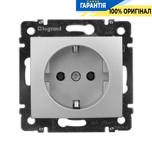 Розетка з заземлюючим контактом Legrand Valena 770120, алюміній