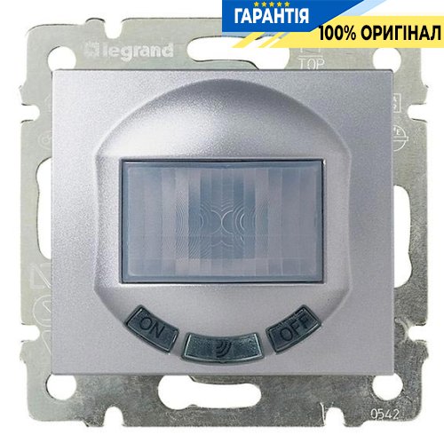 Датчик руху 1000 Ват з вимикачем Legrand Valena 770289, Алюміній