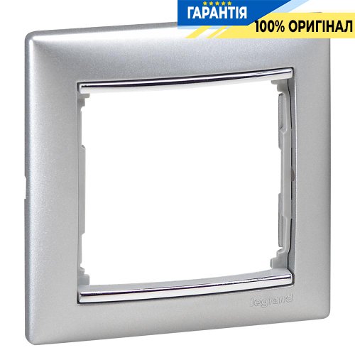 Рамка установча 1-а Legrand Valena 770351, «алюміній / срібний штрих»