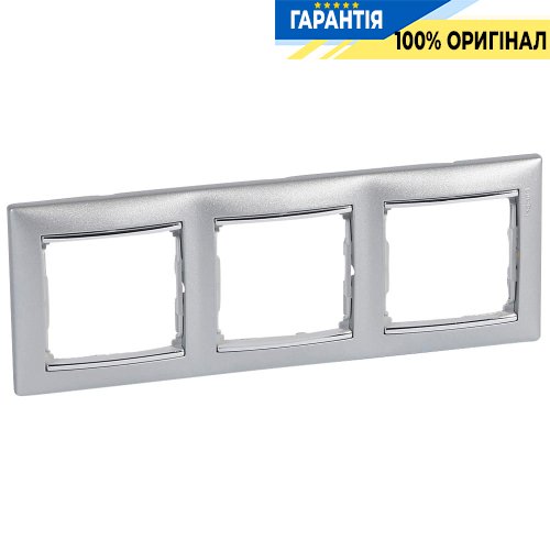 Рамка установча 3-а Legrand Valena 770353, «алюміній / срібний штрих»