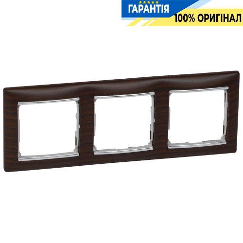 Рамка установча 3-а Legrand Valena 770373, «темне дерево / срібло»