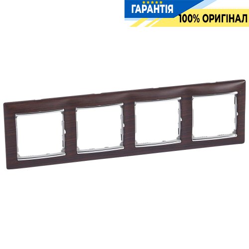 Рамка установча 4-а Legrand Valena 770374, «темне дерево / срібло»