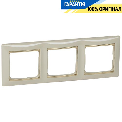 Рамка установча 3-а Legrand Valena 774153, Слонова кістка / Золото