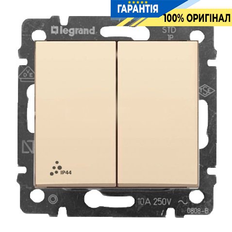 Переключатель 2-клавишный IP-44 Legrand Valena 774198, слоновая кость
