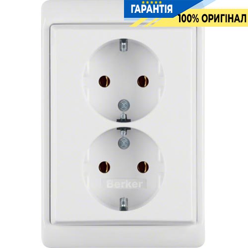 Розетка з з/к подвійна, полярно-біла, 16А / 250В Berker ARSYS 47530069