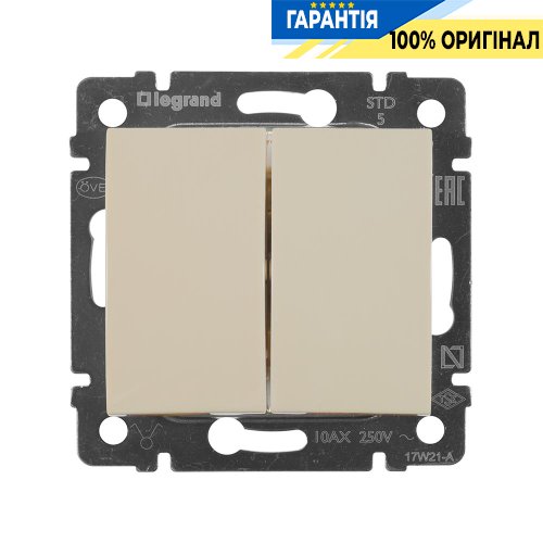 Выключатель 2-клавишный Legrand Valena 774305, слоновая кость