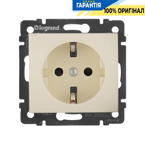 Розетка з заземлюючим контактом + «захист від дітей» Legrand Valena 774321, Слонова кістка